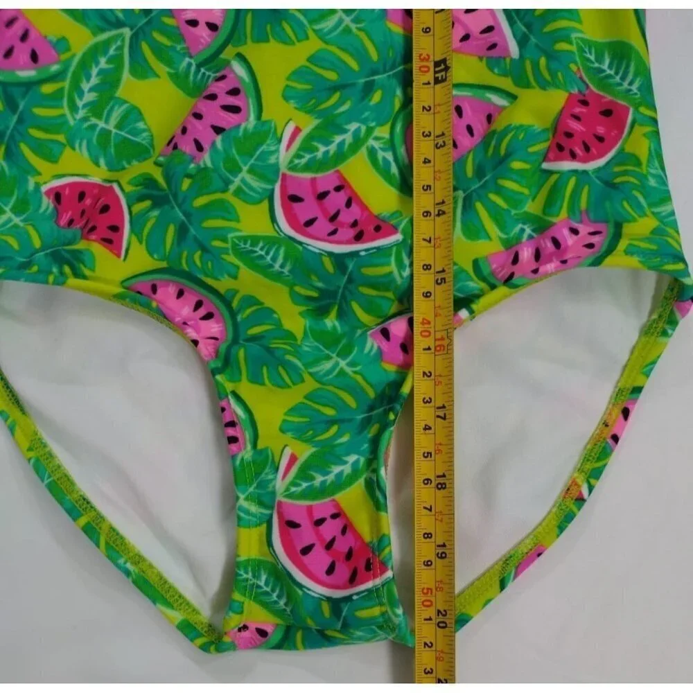 Girls Watermelon Print One-Piece Swimsuit With Zipper Closure, Size S (6/7) NWT.